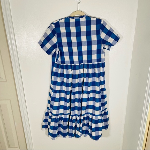 Anthropologie WHIT TWO Gingham Tiered Midi Dress Preppy Coastal Spring Summer - Picture 10 of 10